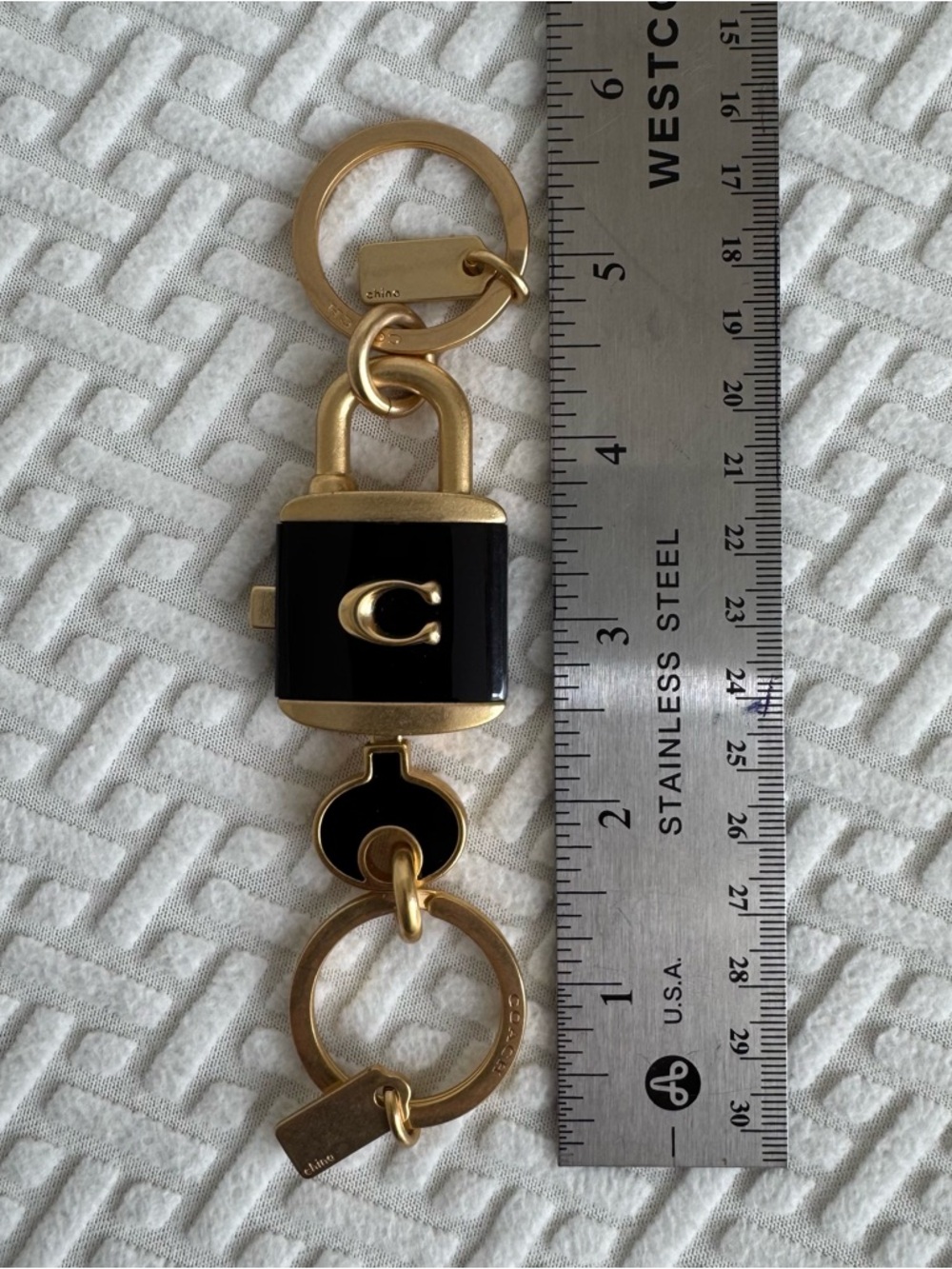Coach Black and Gold Padlock Key Ring - Picture 3 of 4
